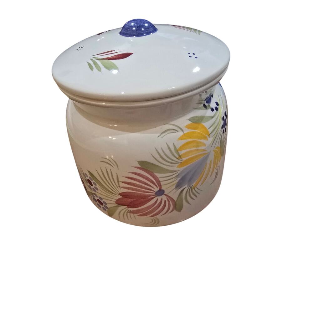 Vintage Henriot Quimper Fleuri Royal pattern, canister Handpainted pottery